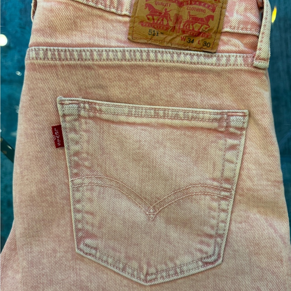 Levi's Men's 511 Pink Jeans - Picture 5 of 8